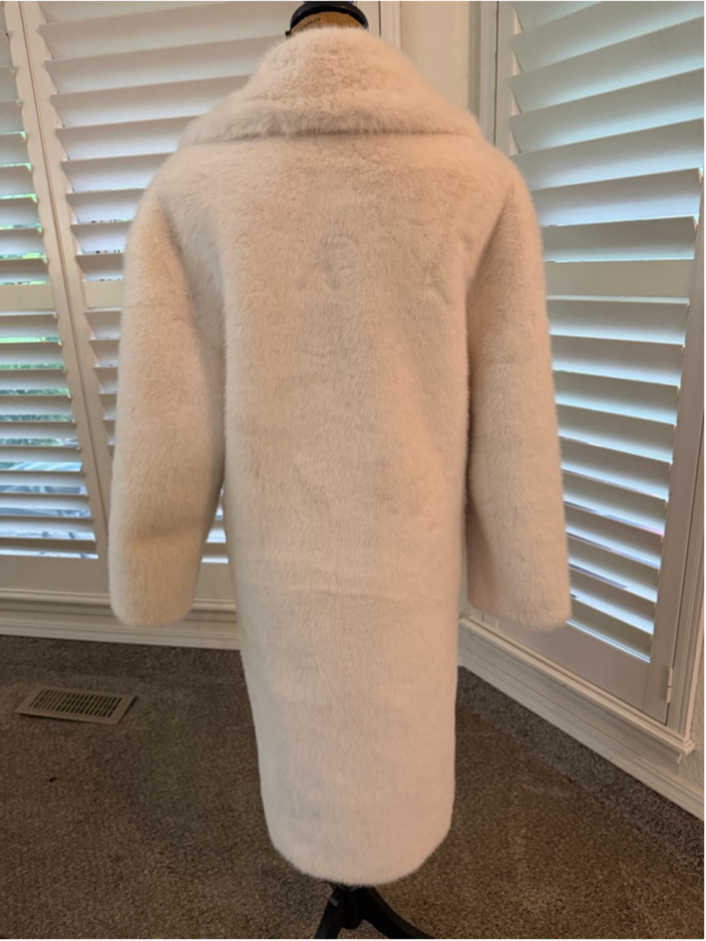 Avec Les Filles White Long Faux Fur Double Breasted Coat XS/S - Picture 4 of 6